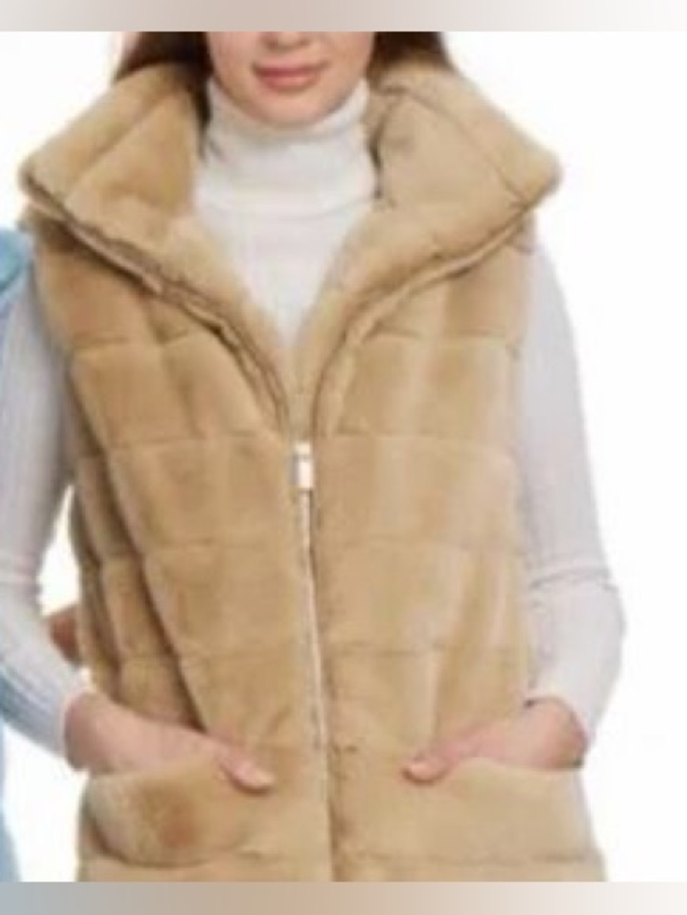 Patti Kim New York Designer Chic Faux Fur Lauren Vest Toast Brown Size XS - Picture 15 of 16